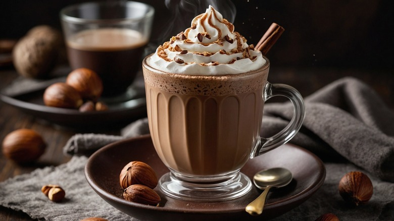 hazelnut mocha with whipped cream