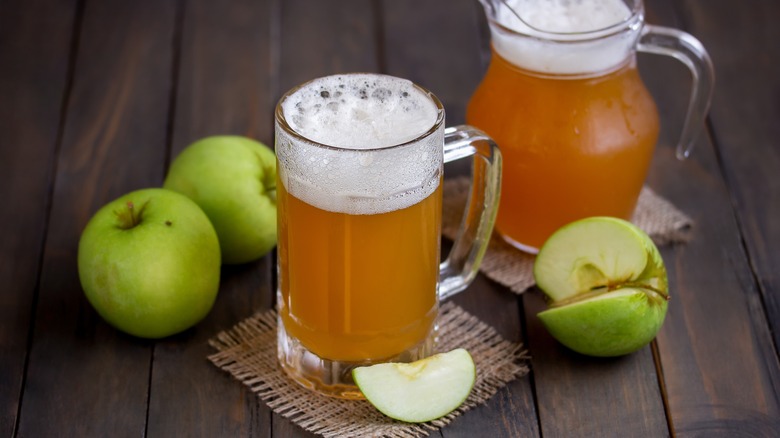 Beer and green apples