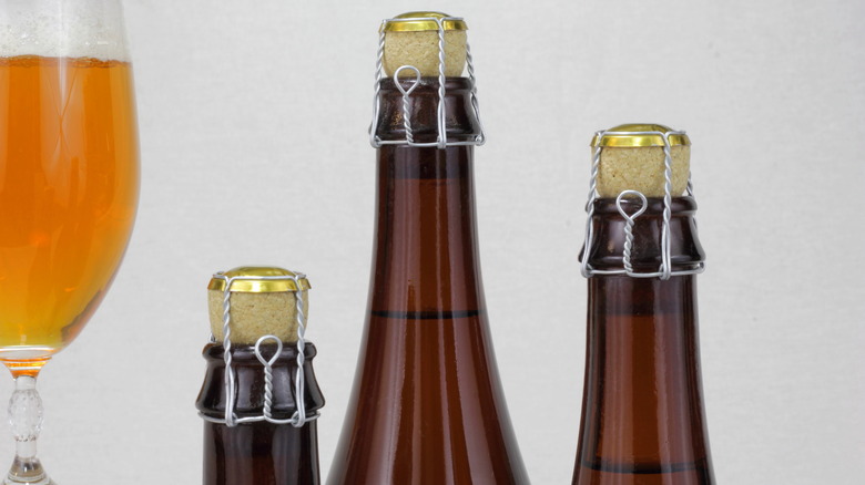 Corked beer bottles