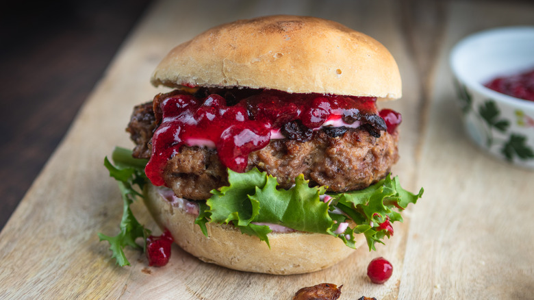 moose burger on table