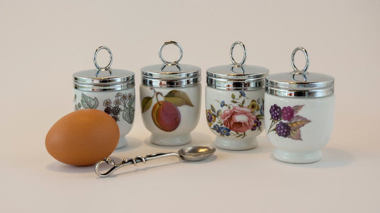 porcelain egg coddlers with egg