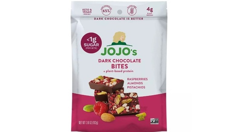 Jojo's chocolate raspberry bites bag