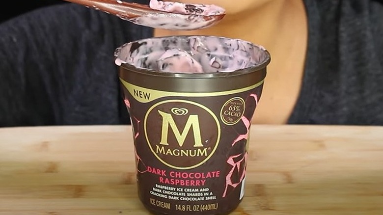 Person eating Magnum ice cream