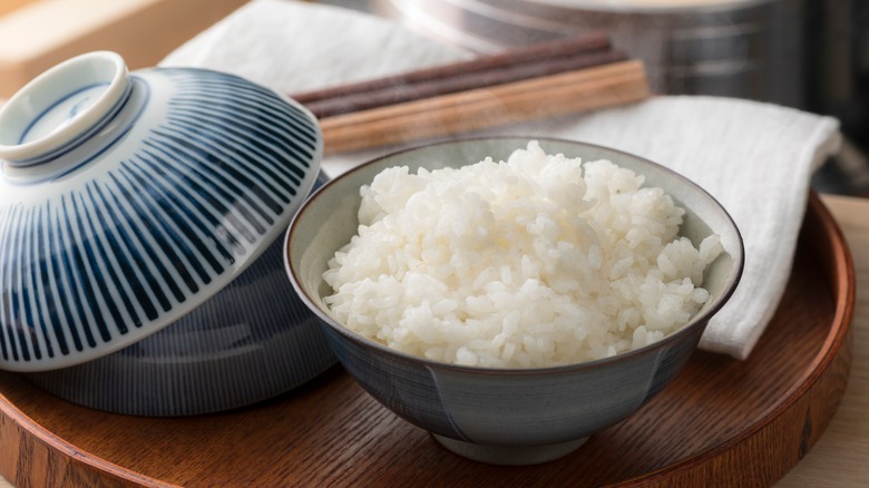 Bowl of steaming rice