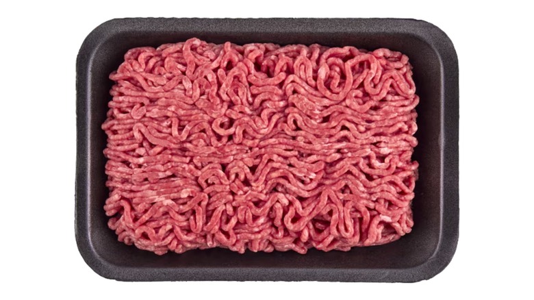 Tray of Meijer's ground beef