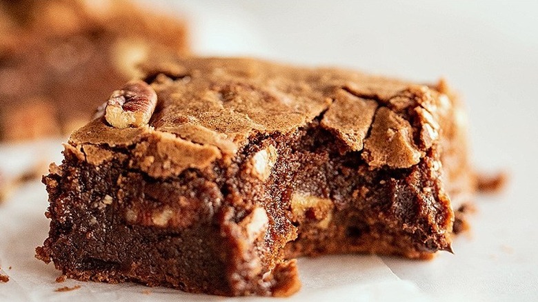 Fresh baked pecan brownie