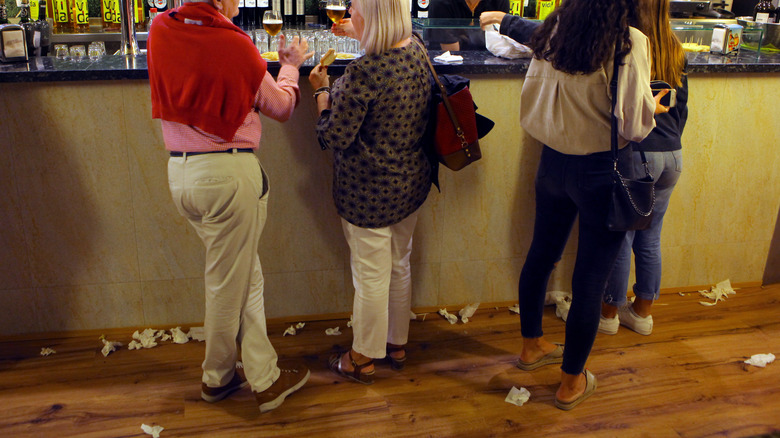 bar with napkins on floor