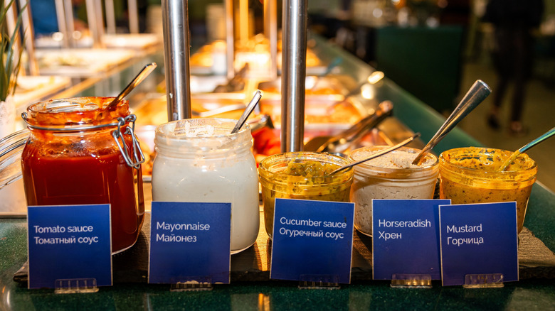 Condiments at buffet