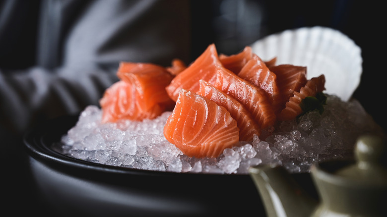 Sashimi slices on ice