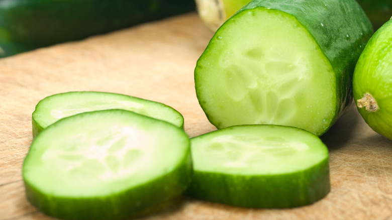 sliced raw cucumbers