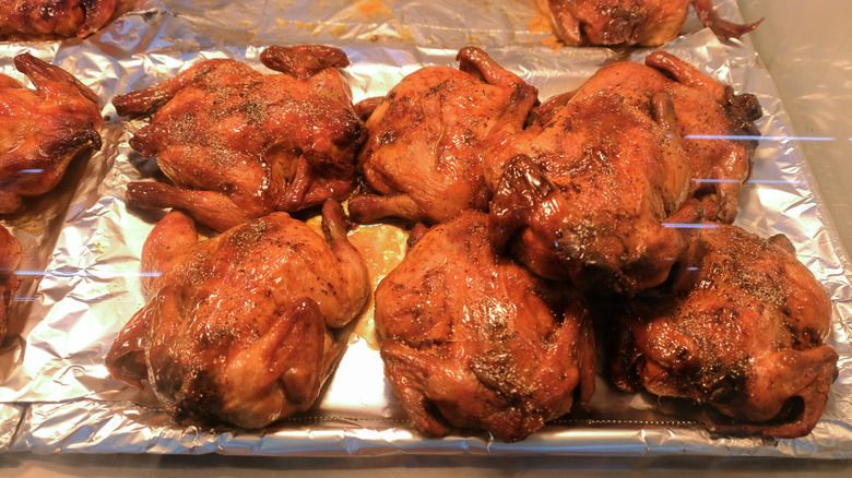 rotisserie chickens in supermarket