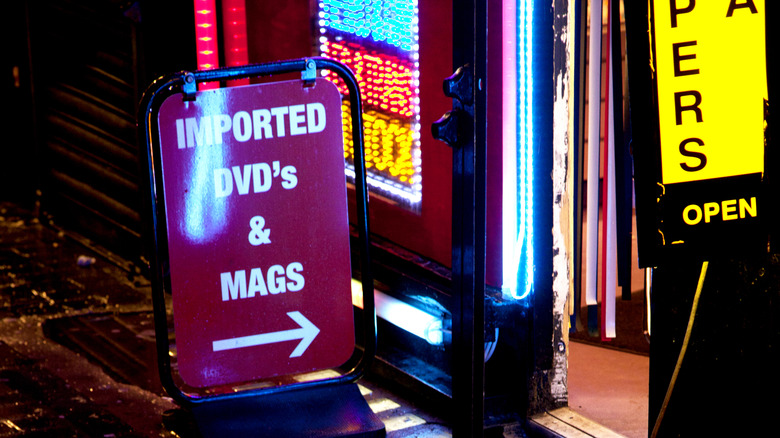 Adult bookstore entryway