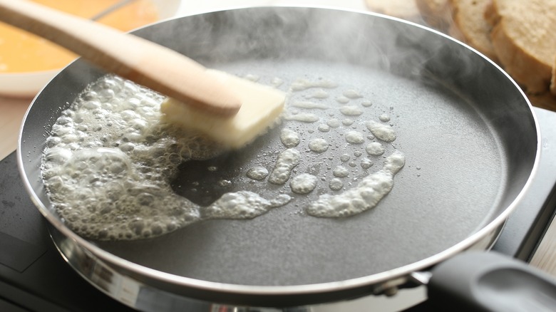 melting butter in pan