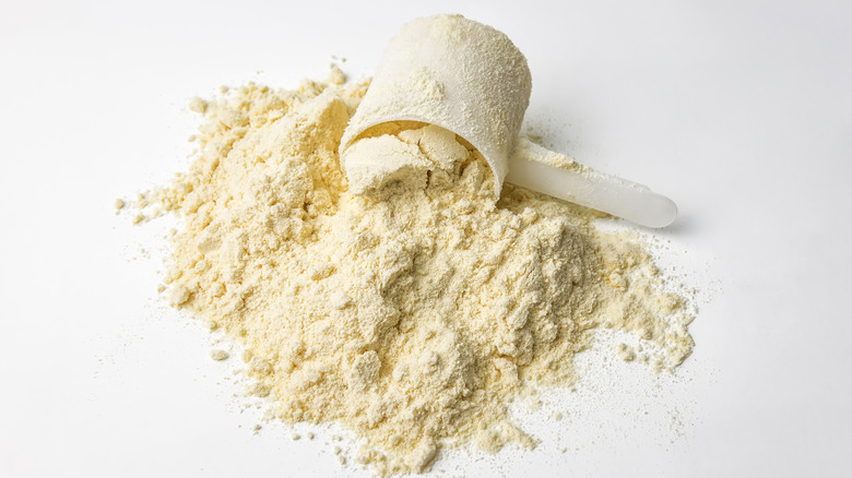 protein powder with scoop