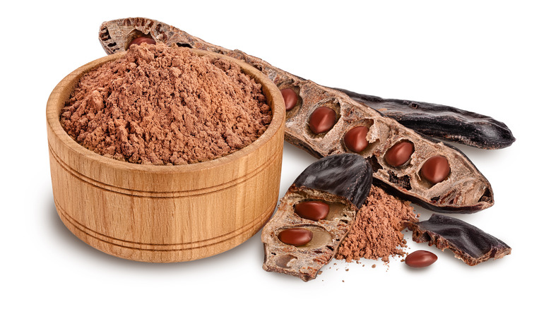 Carob powder and beans