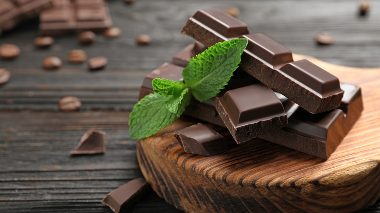 Mint and dark chocolate bars