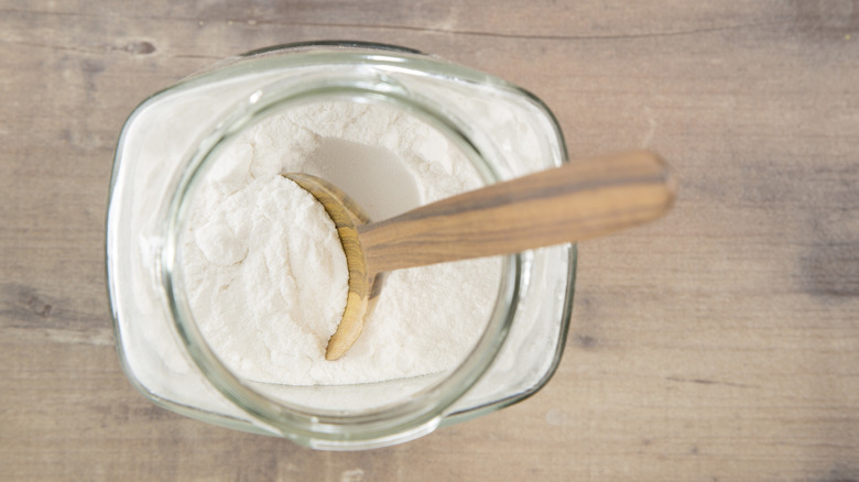 Jar of white sweetened powder