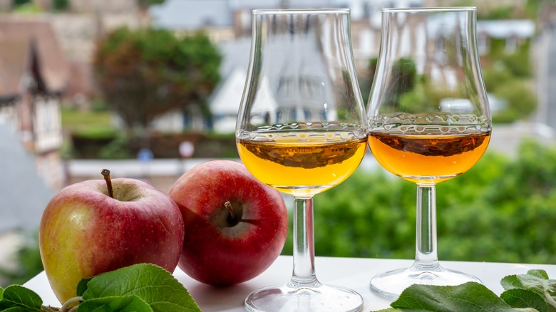 apples and glasses of calvados