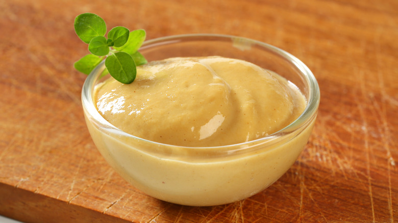 bowl of creamy yellow mustard