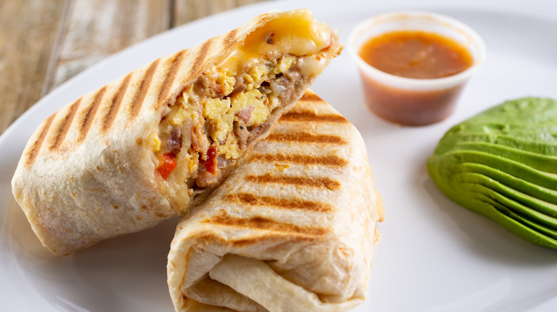 Panini pressed breakfast burrito