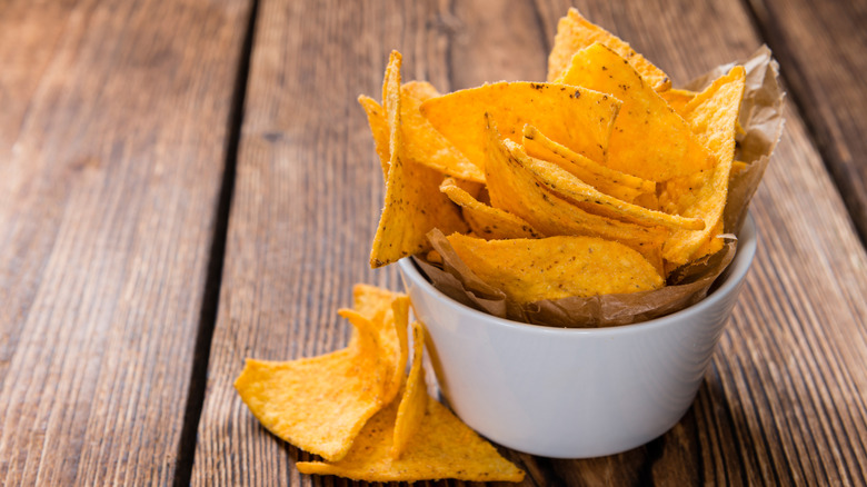 Spicy nachos in bowl