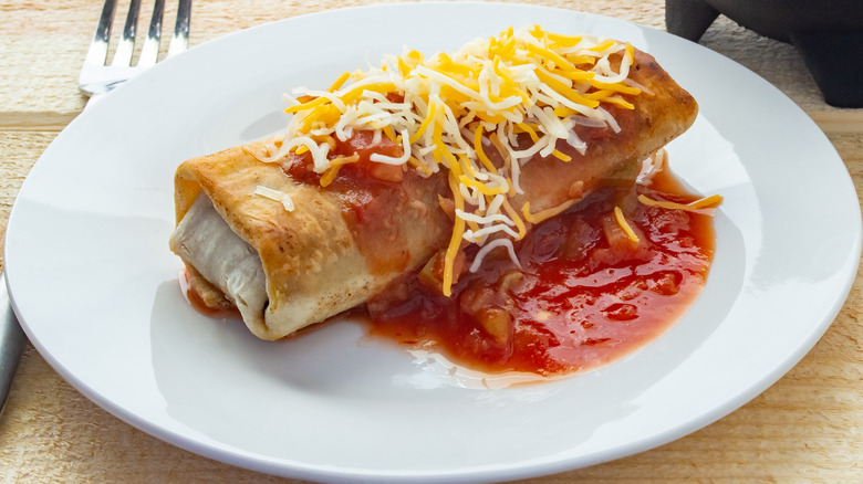 Burrito with cheese and salsa