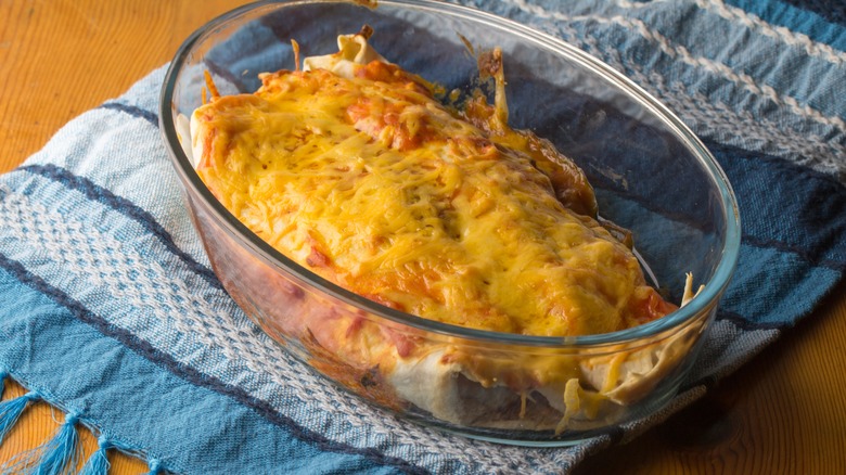 Burrito casserole in casserole dish