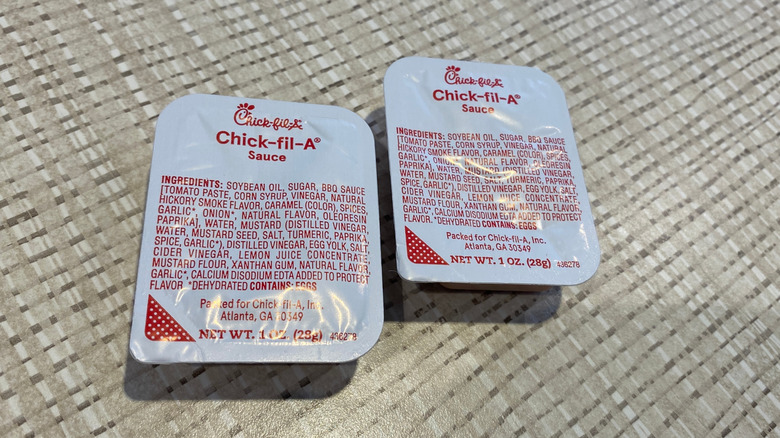 Two packets of Chick-fil-A sauce