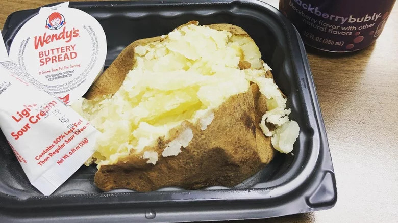 Wendy's baked potato with butter and sour cream