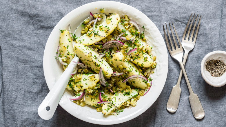 bowl of dill potato salad