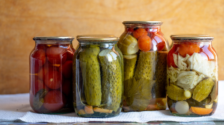 jars of various pickles