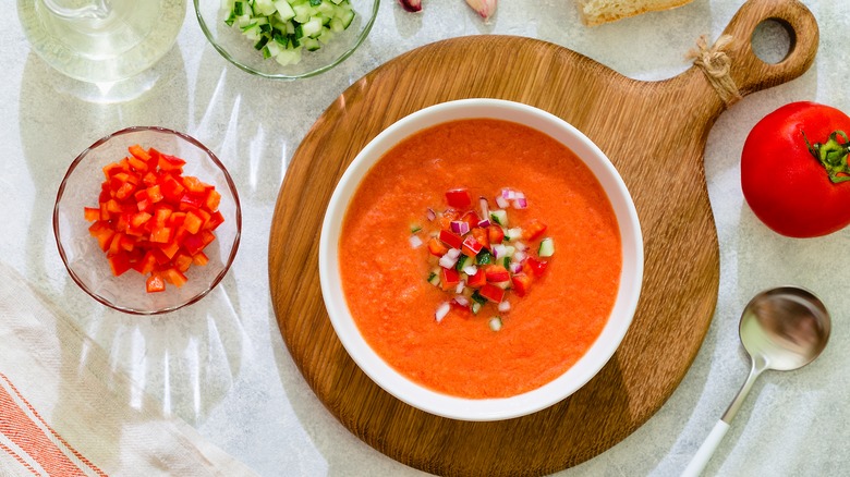 gazpacho soup with ingredients