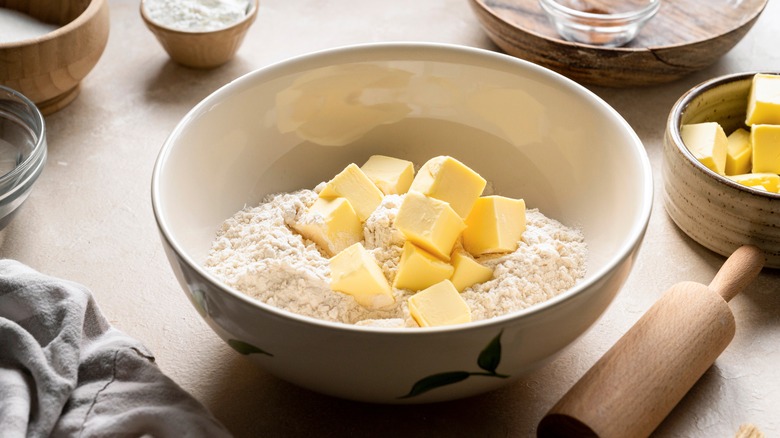 Butter and flour in bowl 