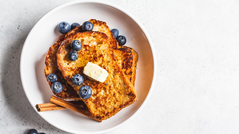 French toast with blueberries and butter