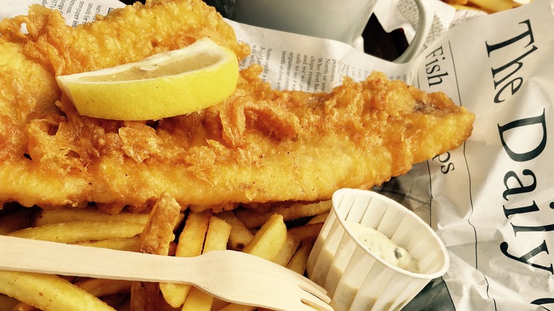 fish and chips in newspaper