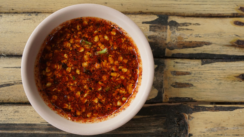 small bowl of chili crisp