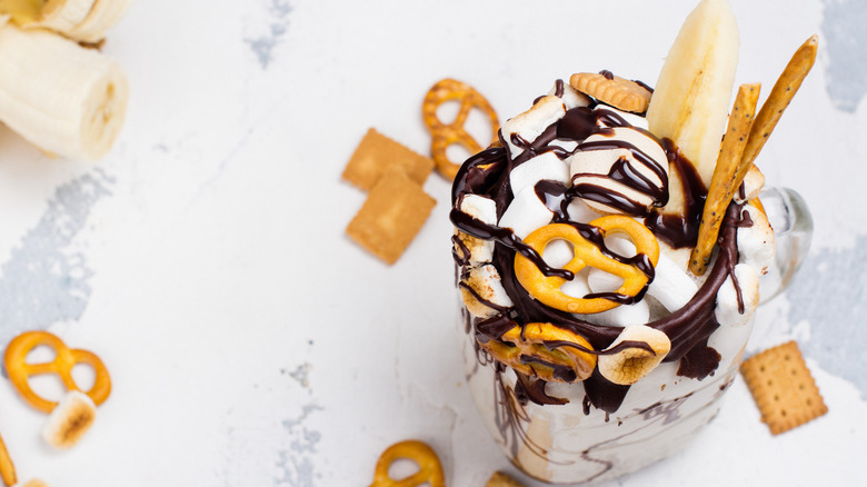 pretzels with fancy ice cream