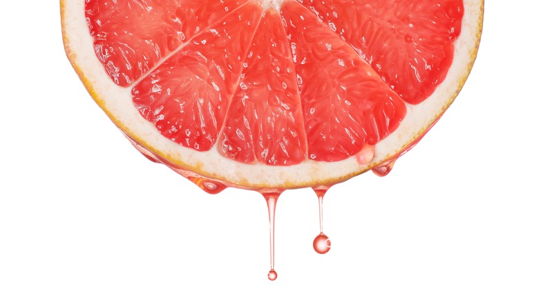 juicy grapefruit dripping juice