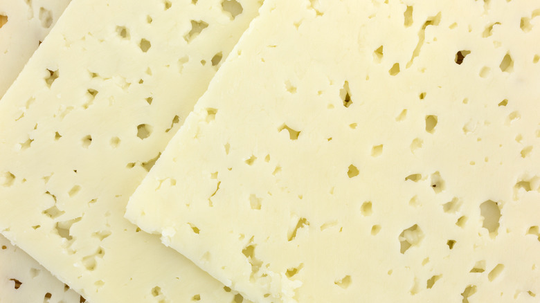 close up of havarti slices