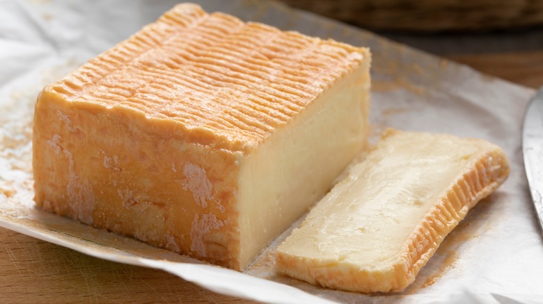 Slab of limburger cheese