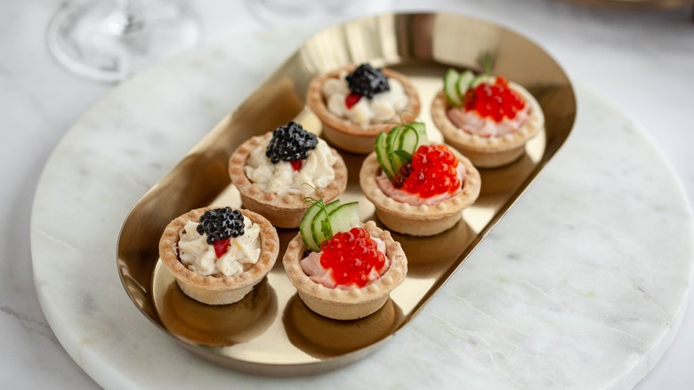 plate of caviar tartlets