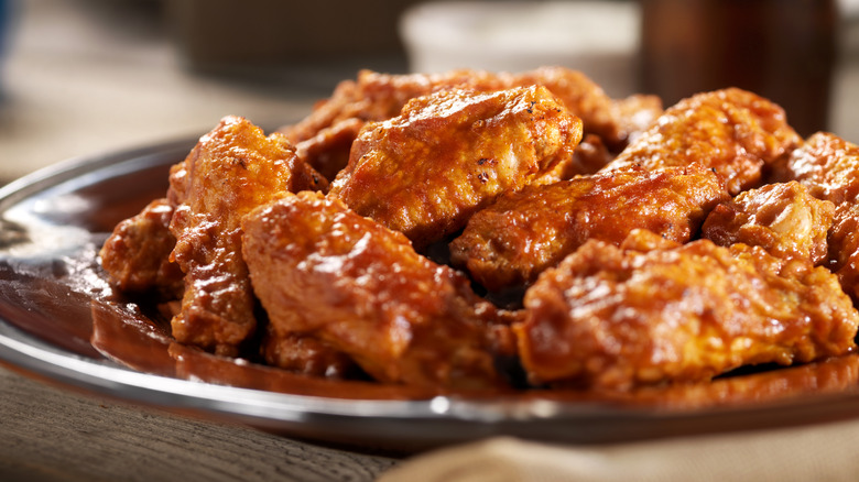 plate of hot chicken wings