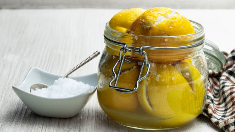 preserved lemon jar and salt