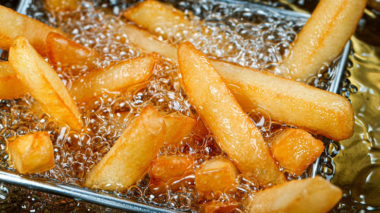 French fries in hot oil