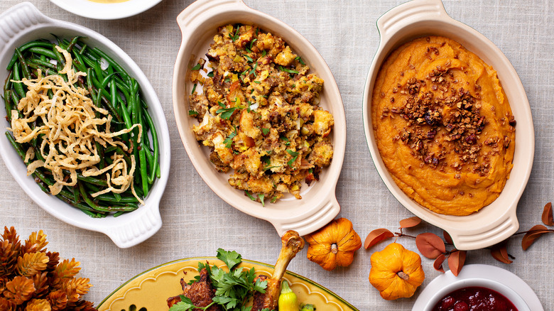 Thanksgiving dinner spread