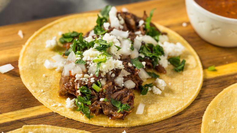 Beef taco with cilantro