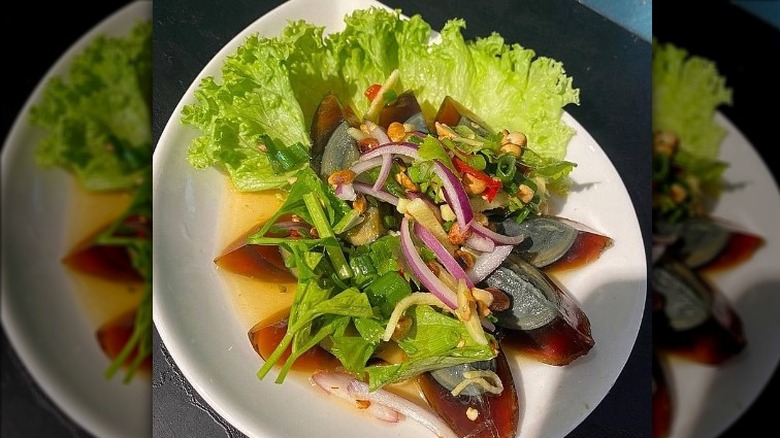 Century Egg Salad on plate