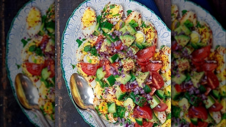 Platter of Spanish egg salad