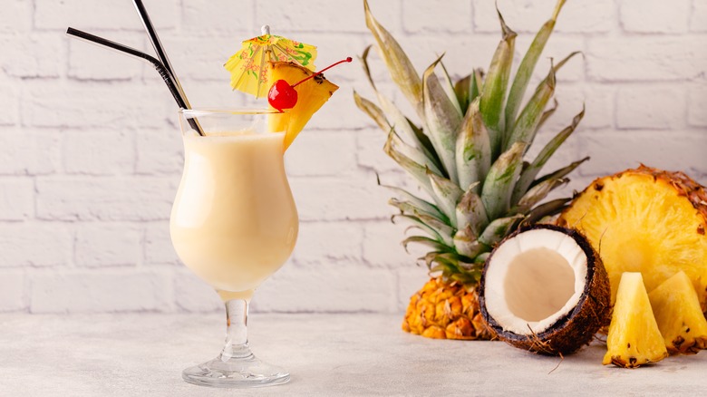 pina colada glass with fruits