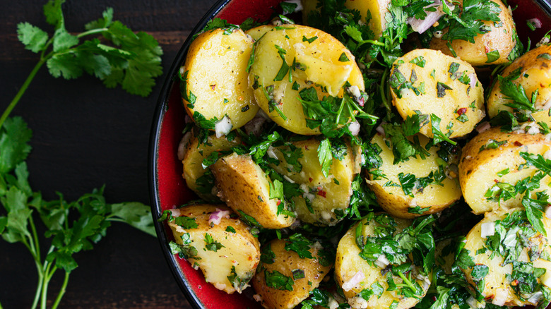 Potatoes with chimichurri sauce